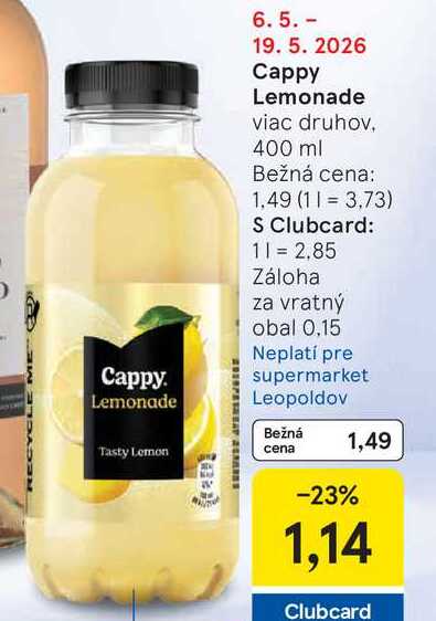 Cappy Lemonade viac druhov 400 ml