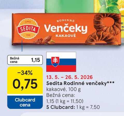 Sedita Rodinné venčeky kakaové, 100 g 