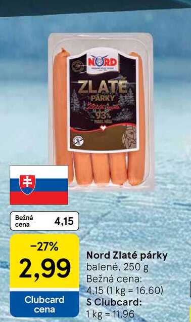 Nord Zlaté párky balené, 250 g