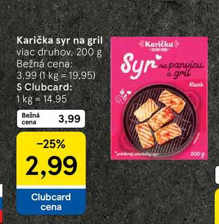 Karička syr na gril viac druhov, 200 g