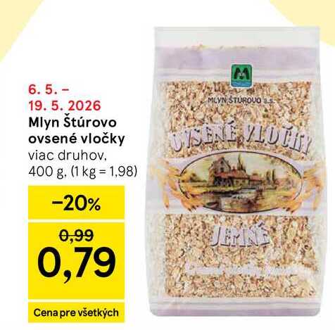 Mlyn Štúrovo ovsené vločky viac druhov 400 g