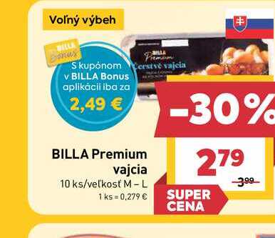 BILLA Premium vajcia 10 ks/veľkosť M-L