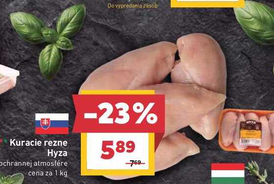 Kuracie rezne Hyza Ochrannej atmosfére cena za 1 kg 