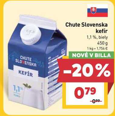 Chute Slovenska kefír 1,1%, biely 450 g