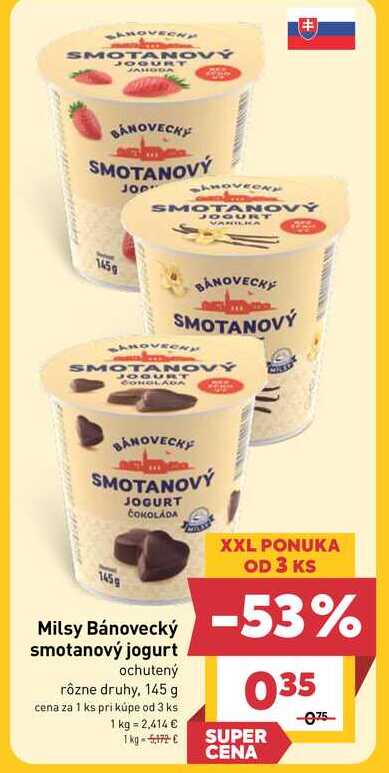 Milsy Bánovecký smotanový jogurt ochutený rôzne druhy, 145 g 
