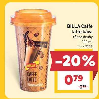 BILLA Caffe latte káva rôzne druhy 200 ml