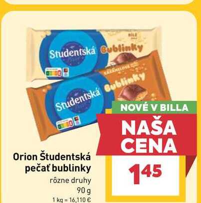 Orion Študentská pečať bublinky rôzne druhy 90 g