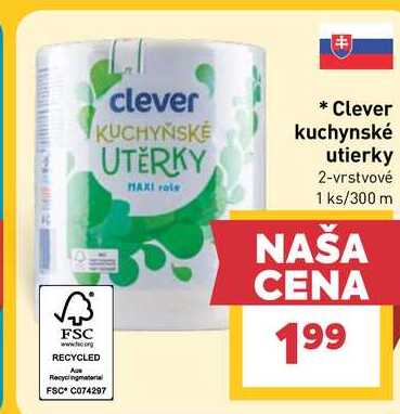 Clever kuchynské utierky 2-vrstvové 1ks/300 m