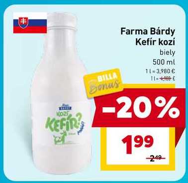 Farma Bárdy Kefír kozí biely 500 ml