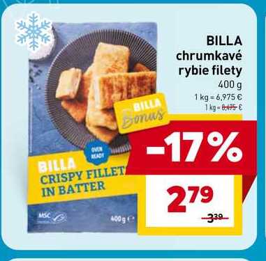 BILLA chrumkavé rybie filety 400 g