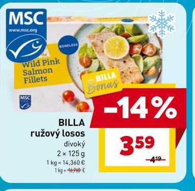 BILLA ružový losos divoký 2x 125 g