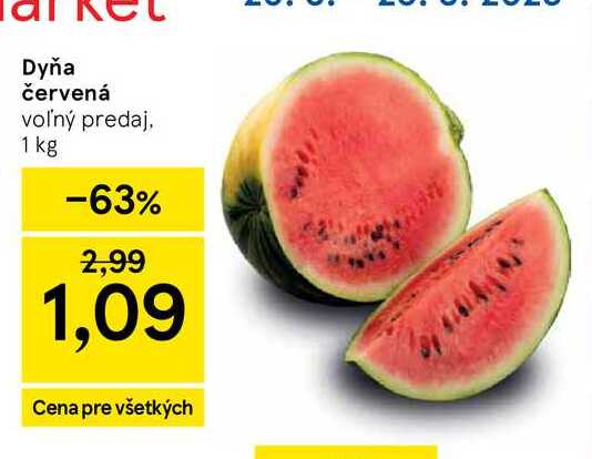 Dyňa červeá voľný predaj, 1 kg