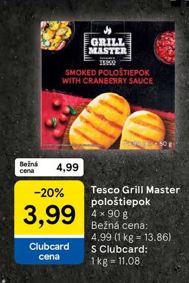 Tesco Grill Master pološtiepok 4x90g