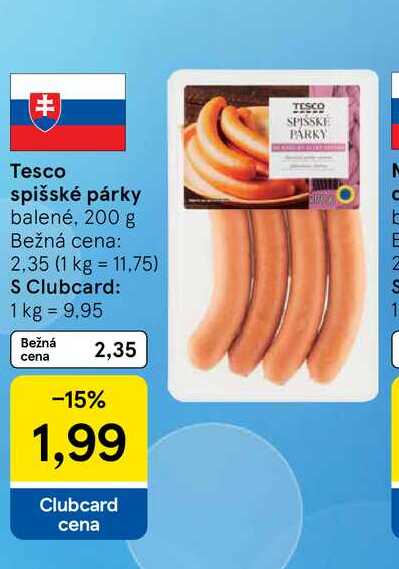 Tesco spišské párky balené, 200 g