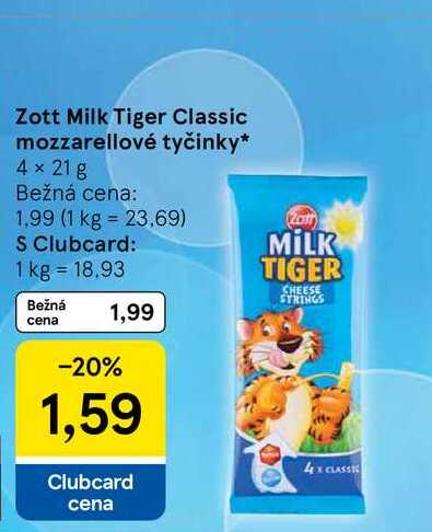 Zott Milk Tiger Classic mozzarellové tyčinky 4 x 21 g