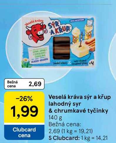Veselá kráva sýr a křup lahodný syr & chrumkavé tyčinky 140 g