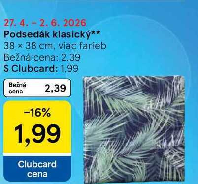 Podsedák klasický 38 x 38 cm