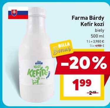 Farma Bárdy Kefír kozí biely 500 ml 