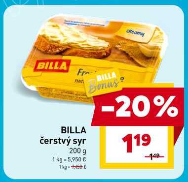 BILLA čerstvý syr 200 g