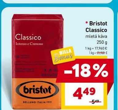 Bristot Classico mletá káva 250 g