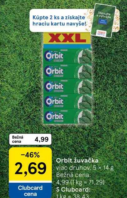 Orbit žuvačka viac druhov, 5 x 14 g