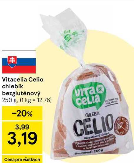 Vitacelia Celio chlebík bezgluténový 250 g