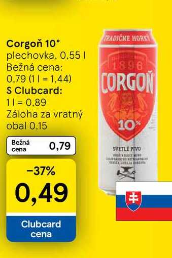 Corgoň 10° plechovka. 0,55l v akcii
