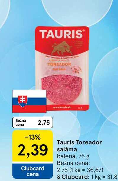 Tauris Toreador saláma balená, 75 g