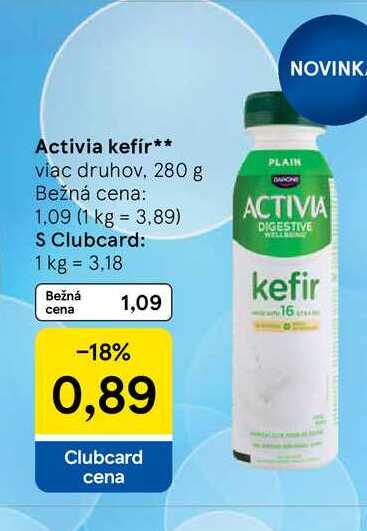 Activia kefír viac druhov, 280 g v akcii
