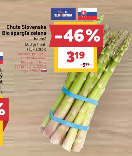Chute Slovenska Bio špargľa zelená balená 500 g/1 bal. 