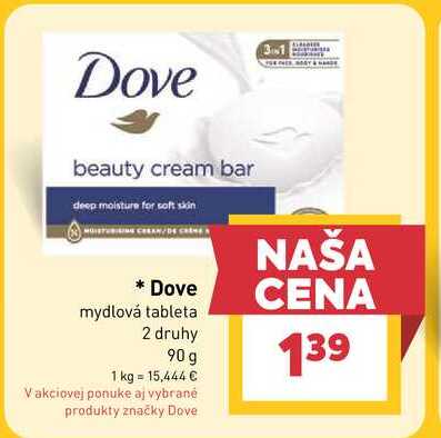 Dove mydlová tableta 2 druhy 90 g