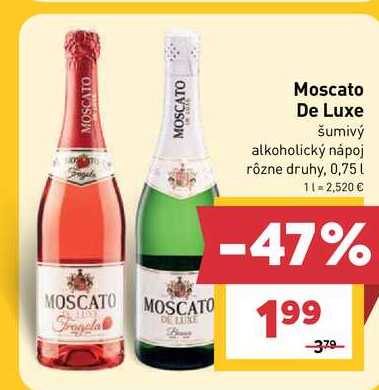 Moscato De Luxe šumivý alkoholický nápoj rôzne druhy, 0,75l