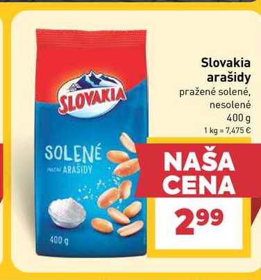 Slovakia arašidy pražené solené, nesolené 400 g