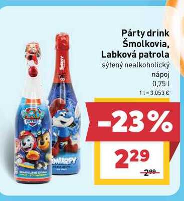 Šmolkovia, Labková patrola sýtený nealkoholický nápoj 0,75l