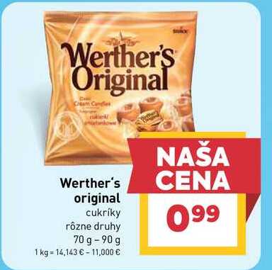 Werther's original cukríky rôzne druhy 70 g -90 g