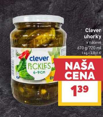 Clever uhorky v náleve 670 g/720 ml