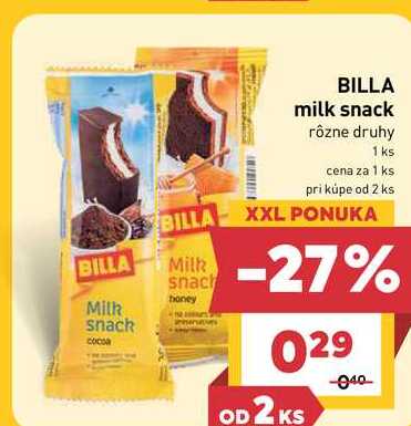 BILLA milk snack rôzne druhy 1 ks