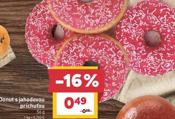Donut s jahodovou príchuťou 56g 