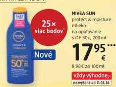 NIVEA SUN protect & moisture mlieko na opaľovanie s OF 50+, 200ml