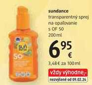 sundance transparentný sprej na opaľovanie s OF 50, 200ml