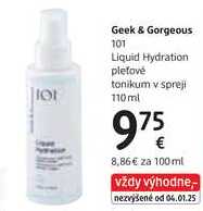 Geek & Gorgeous 101 Liquid Hydration pleťové tonikum v spreji, 110ml