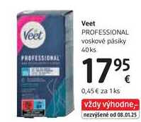 Veet PROFESSIONAL voskové pásiky, 40 ks