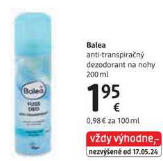 Balea anti-transpiračný dezodorant na nohy, 200 ml