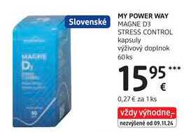 MY POWER WAY MAGNE D3 STRESS CONTROL kapsuly, 60 ks