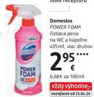 Domestos POWER FOAM čistiaca pena na WC a kúpeľne, 435 ml
