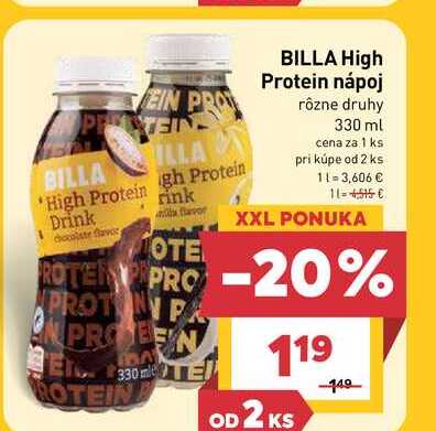 BILLA High Protein nápoj rôzne druhy 330 ml 