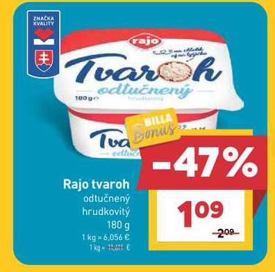Rajo tvaroh odlučnený hrudkovitý 180 g