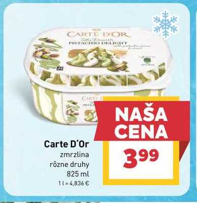 Carte D'Or zmrzlina rôzne druhy 825 ml 