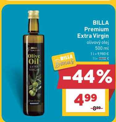 BILLA Premium Extra Virgin olivový olej 500 ml  v akcii