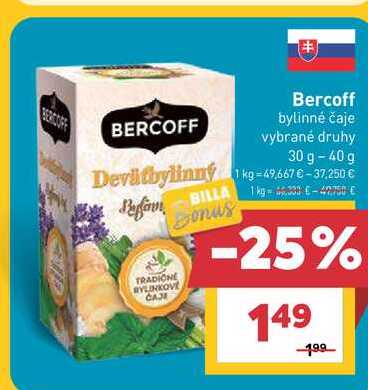 Bercoff bylinné čaje vybrané druhy 30 g - 40 g
